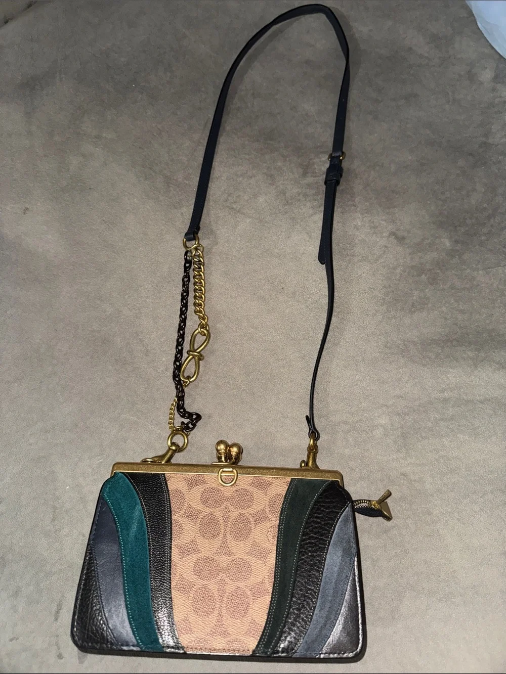 Coach Colorblock Signature Crossbody in Brown, Black and Green